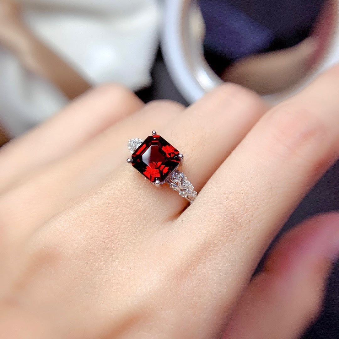 Adjustable Princess-Cut Imitation Gemstone Ring