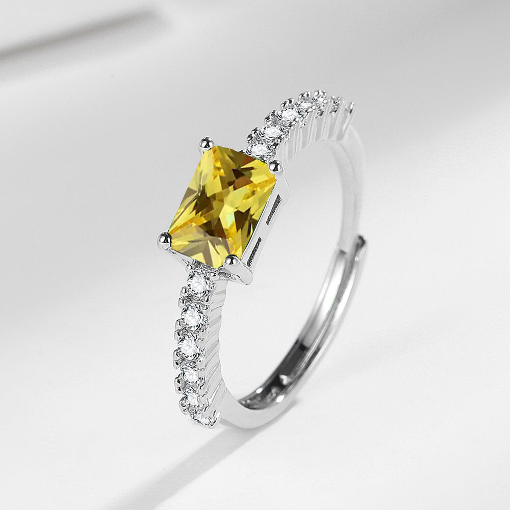 Small Square Sugar Zircon Open Ring