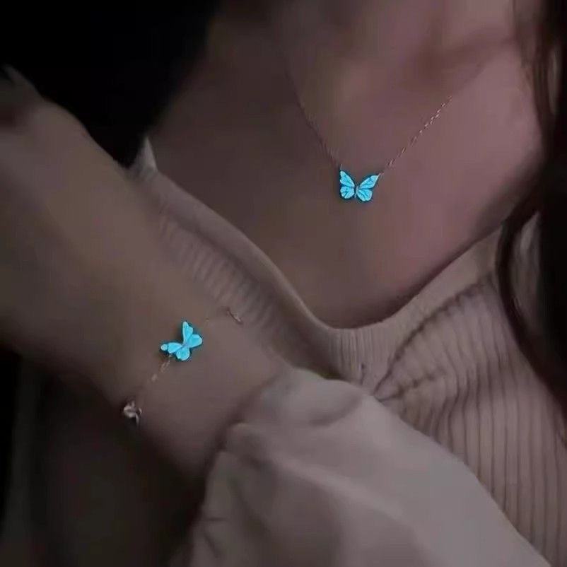 Luminous Butterfly Necklace Bracelet Set