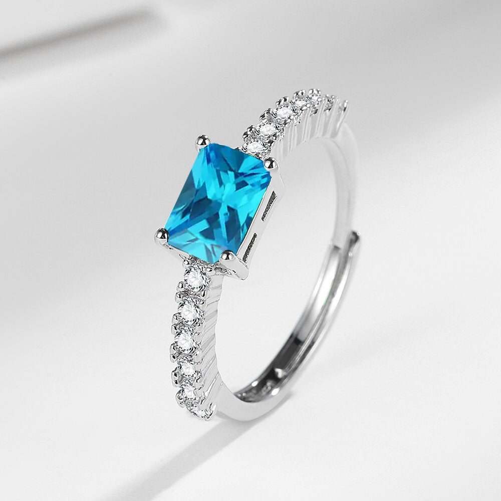 Small Square Sugar Zircon Open Ring