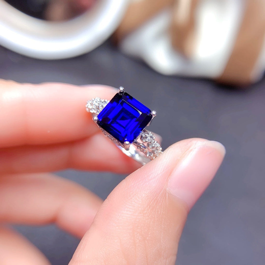Adjustable Princess-Cut Imitation Gemstone Ring