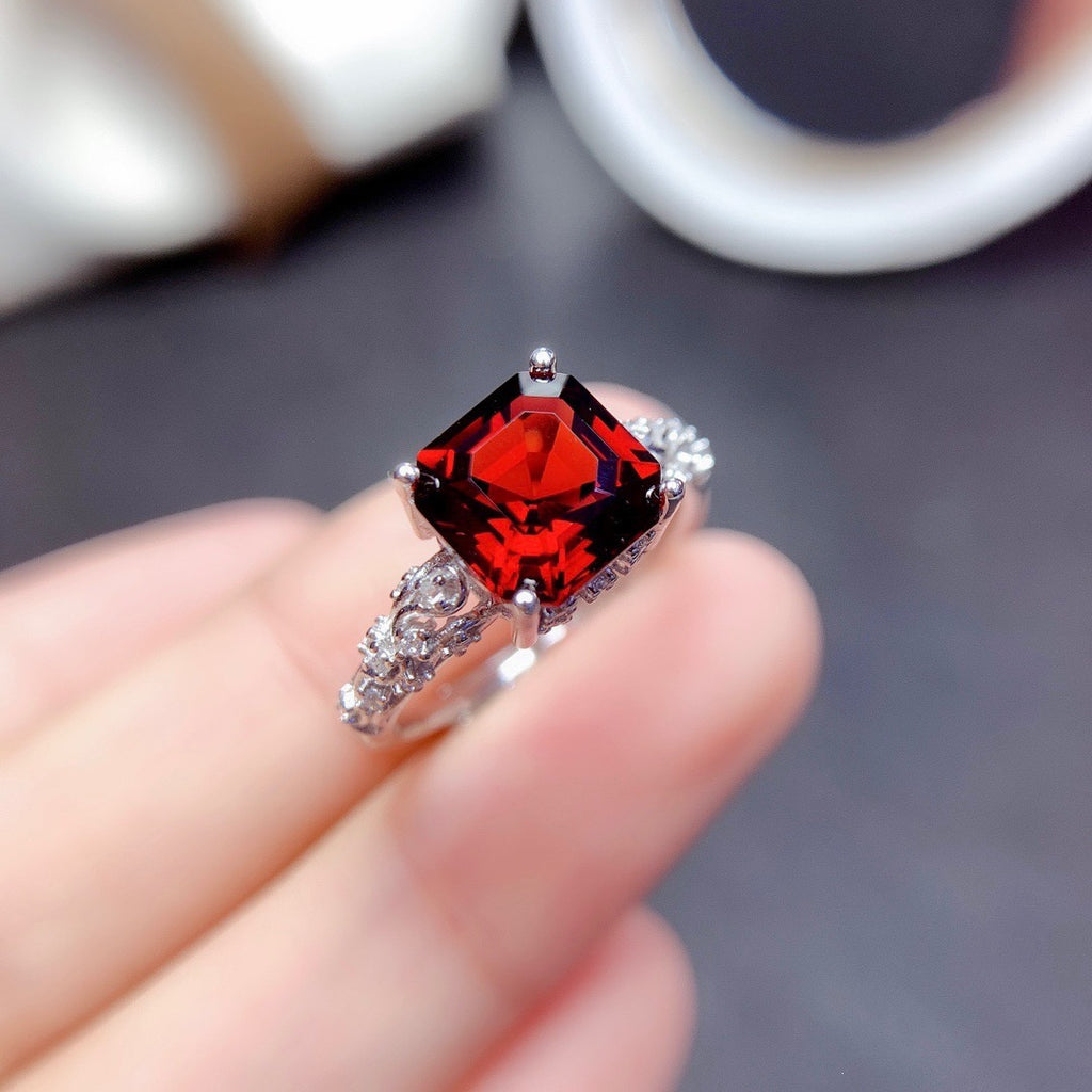 Adjustable Princess-Cut Imitation Gemstone Ring