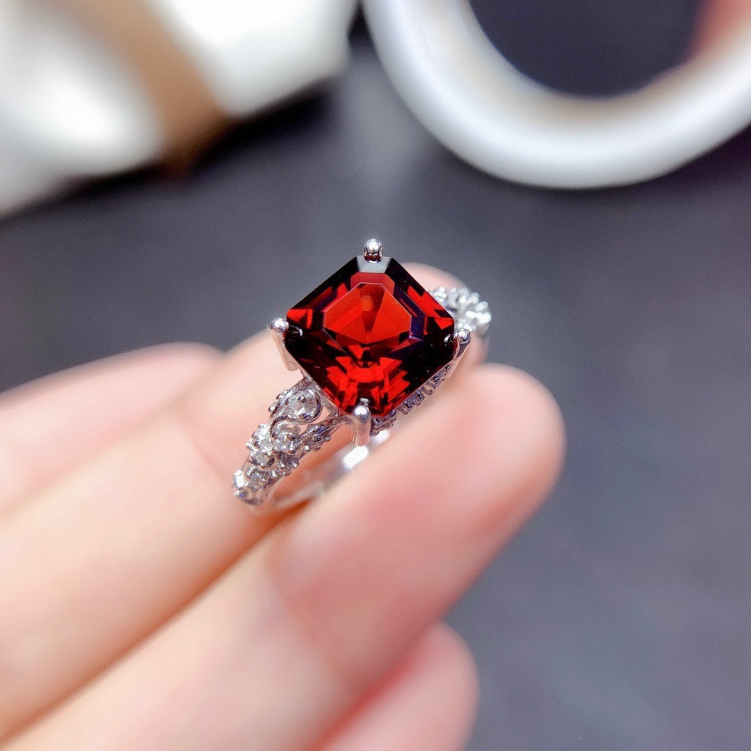 Adjustable Princess-Cut Imitation Gemstone Ring