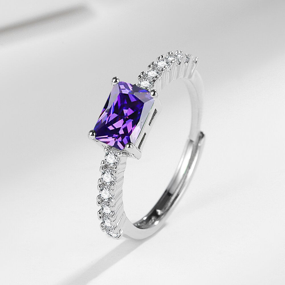 Small Square Sugar Zircon Open Ring
