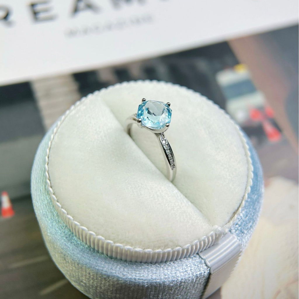 Octagonal Kunzite Inlaid Adjustable Ring