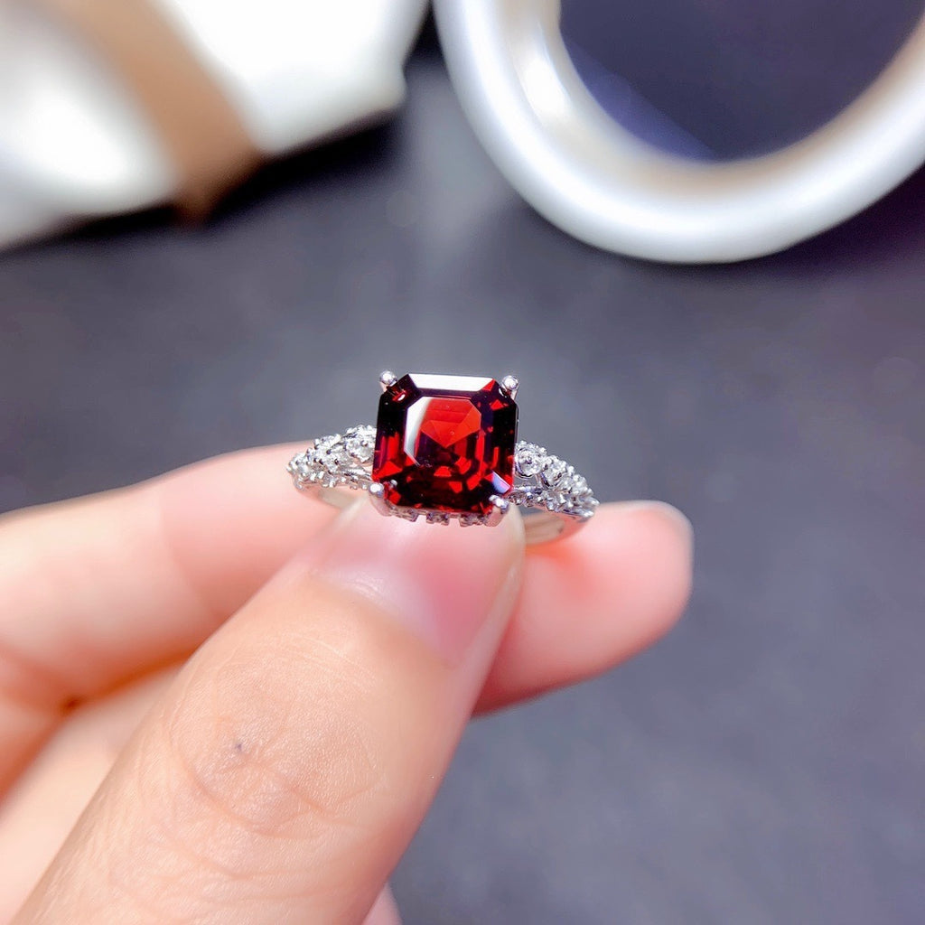 Adjustable Princess-Cut Imitation Gemstone Ring