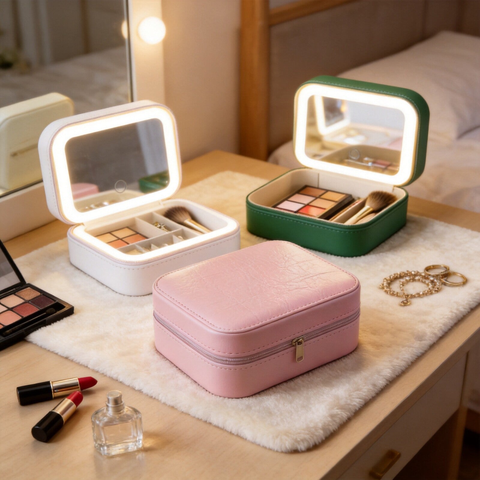 LED Illuminated Makeup Bag with Mirror