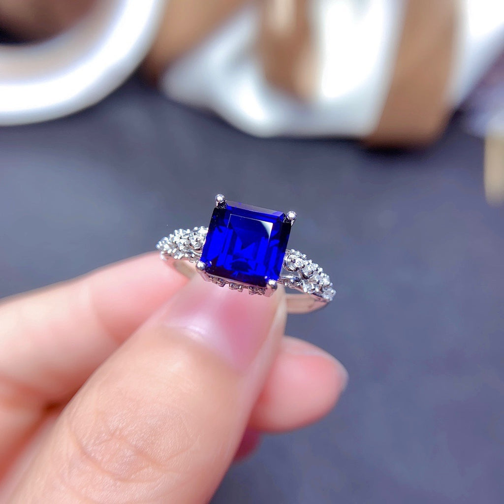 Adjustable Princess-Cut Imitation Gemstone Ring