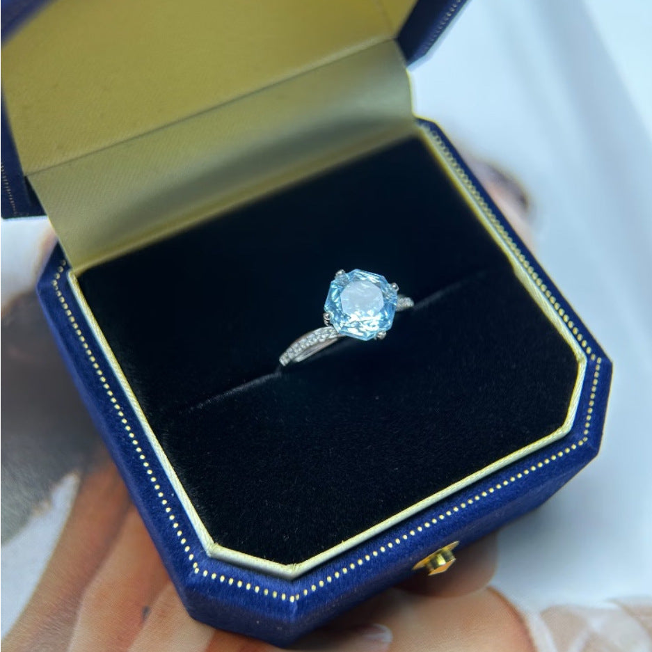 Octagonal Kunzite Inlaid Adjustable Ring