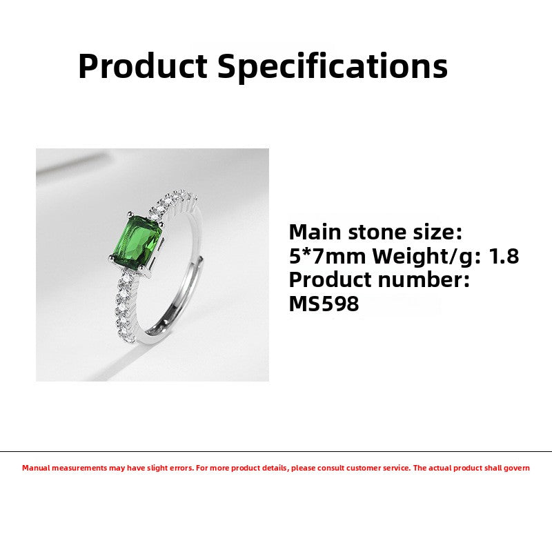 Small Square Sugar Zircon Open Ring