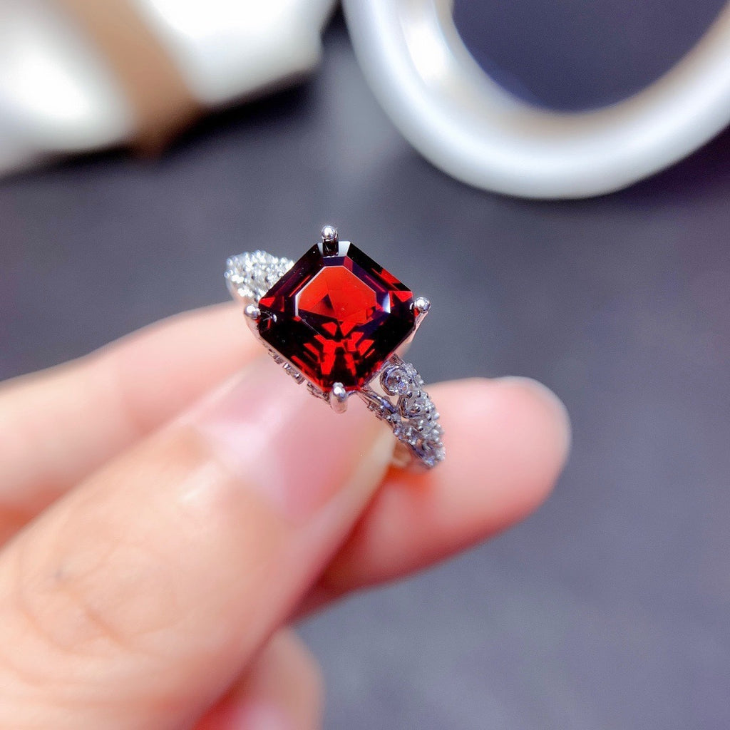 Adjustable Princess-Cut Imitation Gemstone Ring