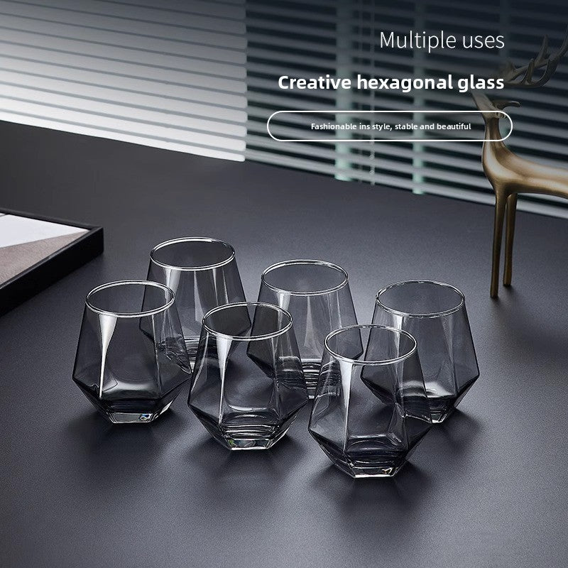 Creative Hexagonal Glass Cup for Home Use