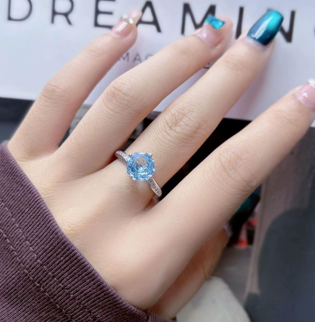 Octagonal Kunzite Inlaid Adjustable Ring